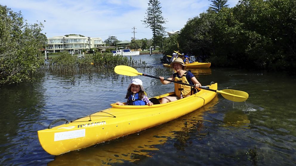 Family enjoying day on the Myall River, Tea Gardens - Credit: Lazy Paddles Guided Tours and Kayak Hire