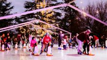 Families skating on the ice rink at Festival of W, Wagga Wagga