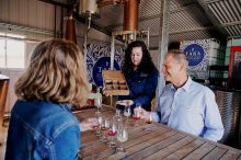 Couple at a gin tasting, Tara Distillery, Nowra Hill