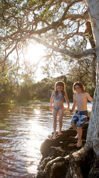 Children exploring the Lake at NRMA Myall Shores Holiday Park in Bulahdelah, Forster & Taree Area