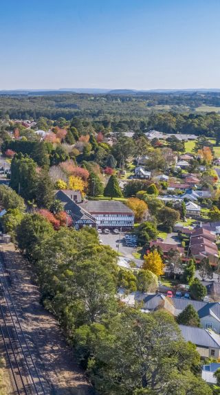 Aerial overlooking the town of Bundanoon in the Southern Highlands