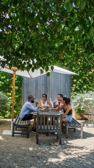 Friends enjoying a lunch and wine at Krinklewood Biodynamic Winery, Broke in the Hunter Valley - Credit: MJK Creative