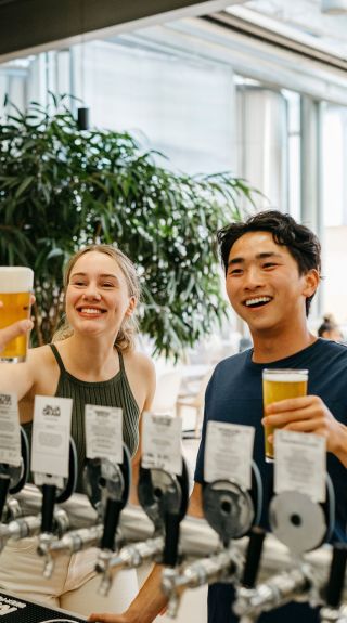 Young people being served beer, Modus Brewing, Newcastle
