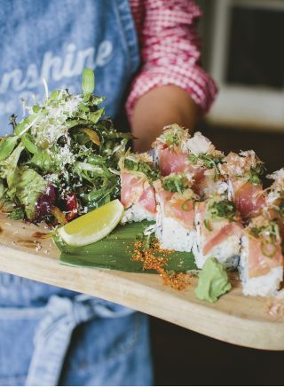 A sushi board at Doma Cafe, Federal, near Byron Bay
