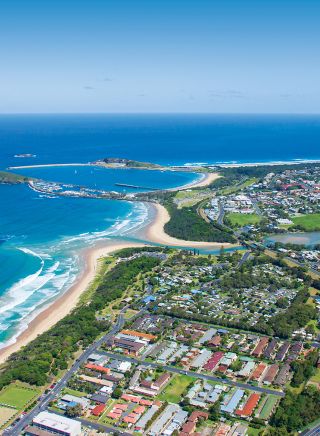 Aerial over Coffs Harbour - NSW North Coast