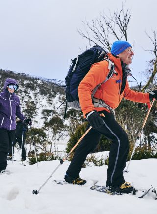 Group passing through Dead Horse Gap, Thredbo in the Snowy Mountains on a snowshoe adventure