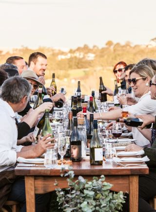 People enjoying food and drink at Orange Wine Festival in Orange, Country NSW