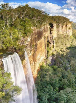 The scenic Fitzroy Falls at Morton National Park in Fitzroy Falls, Southern Highlands