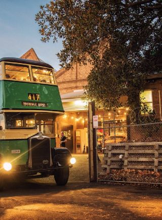 Vintage double decker bus at Sydney Bus Museum in Leichhardt, Inner Sydney