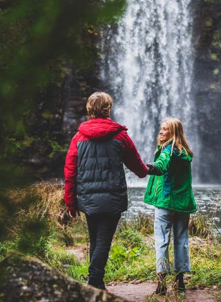Couple enjoying a walk to the bottom of Dangar Falls, Dorrigo