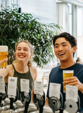 Young people being served beer, Modus Brewing, Newcastle
