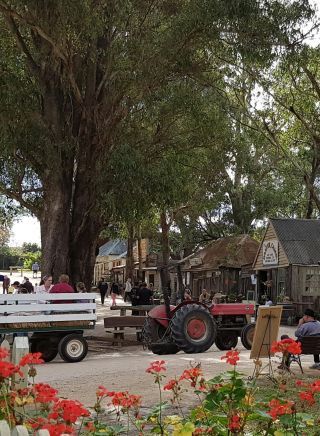 View of the Main Street with the tractor hay ride ready to go, The Australiana Pioneer Village, Wilberforce - Credit: The Australiana Pioneer Village