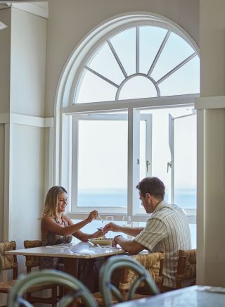 Couple enjoys fine dining and fine views, Shoal Bay Country Club, Port Stephens