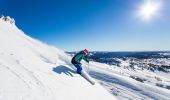 A woman skiing on a steep mountain slope in the Perisher Valley, Snowy Mountains - Credit: Perisher