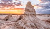 Spectacular outback landscapes showcasing the Walls of China with sunset in the World Heritage Mungo National Park