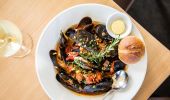 Mussels dish available from Merimbula Aquarium and Wharf Restaurant in Merimbula, Sapphire Coast