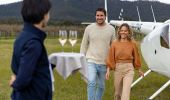 Couple enjoying an wine tasting experience with Hunter Valley Helicopters, Pokolbin