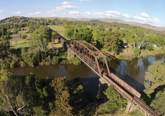 Historic railway bridge over the Murrumbidgee River, Gundagai, NSW
