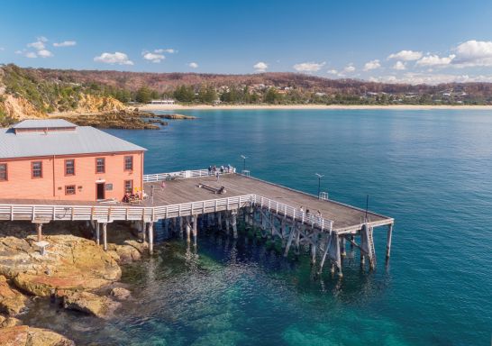 The Wharf Local cafe with coastal views across Boulder Bay, Tathra