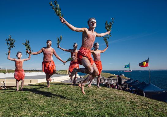 Aboriginal cultural dance and music performance at Blak Markets - Bare Island - La Perouse