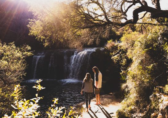 Couple at waterfall at Nellies Glen, Budderoo National Park