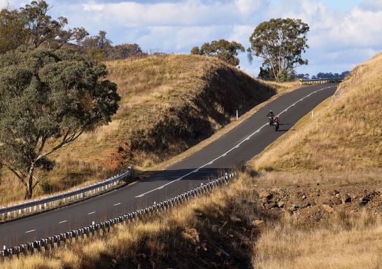Motocyclists riding through the Mudgee countryside, Mudgee