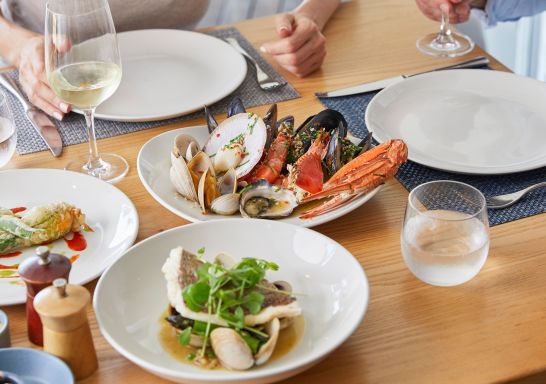 Dishes created with local seafood on the menu at Bannisters by the Sea, Mollymook Beach