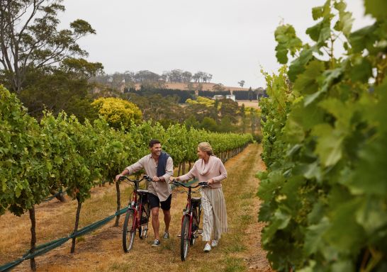 Couple enjoying a romantic getaway at Centennial Vineyards in Bowral, Southern Highlands 